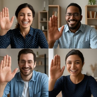 Team members giving virtual high fibe-1