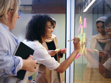 Engaged employees at work collaborating