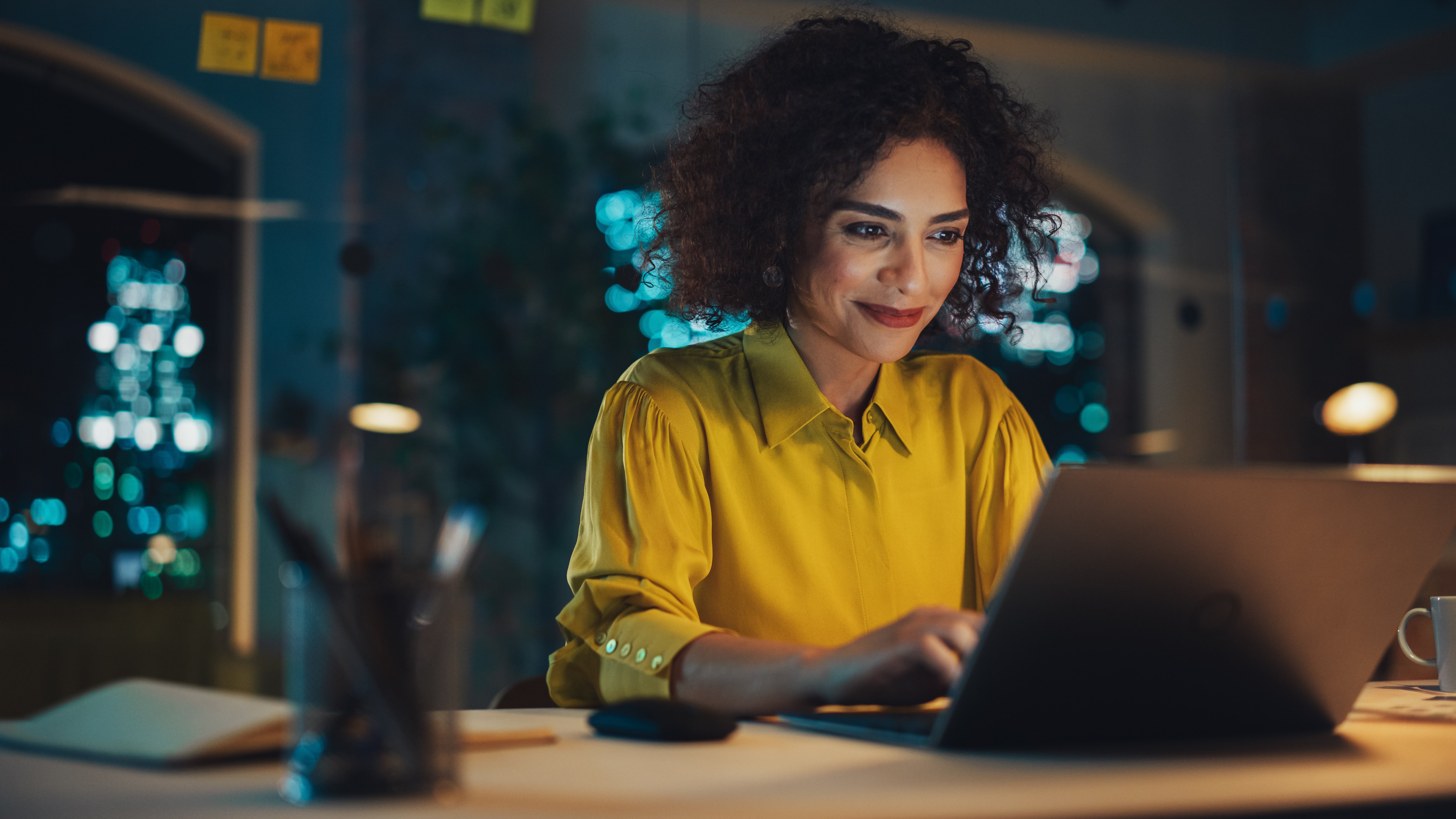 Woman feeling inspired while working