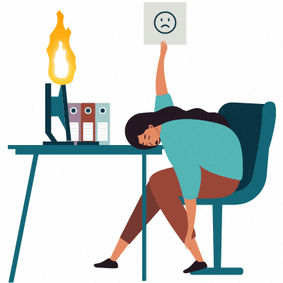 unhappy and exhausted worker suffers from burnout